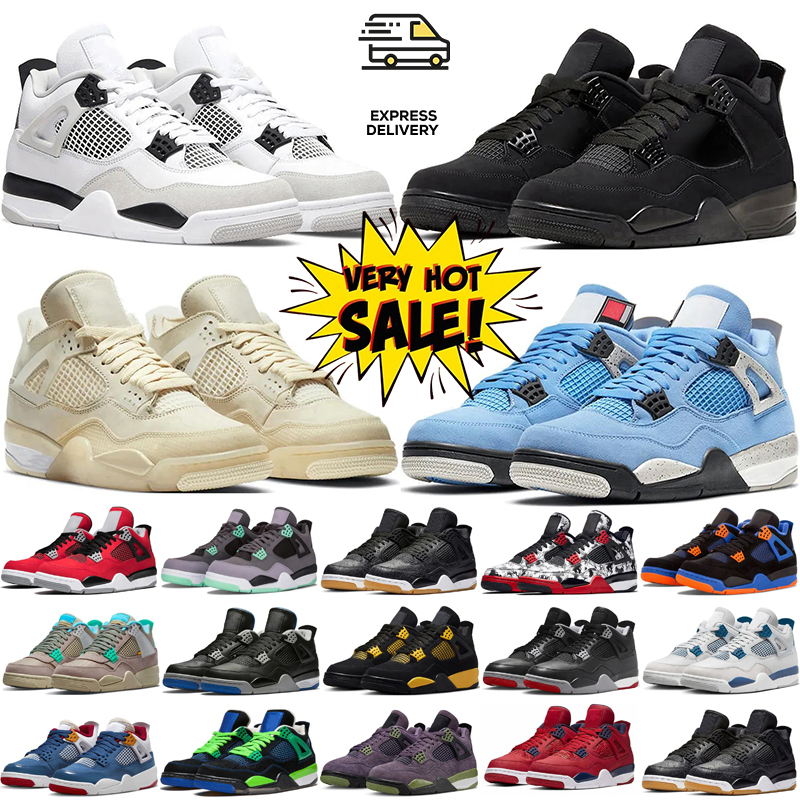 Basketball Shoes Military Black Cat 4s Sneakers University Blue Red Cement Thunder Pine Green White Oreo Seafoam Cool Grey Designer Men Women Sports Trainers 36-47