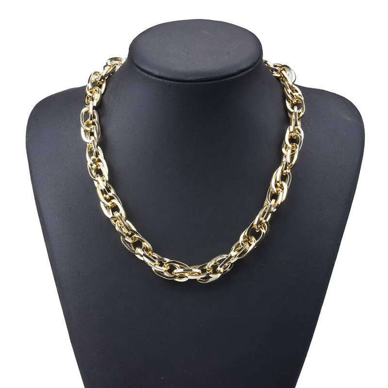 New Exaggerated Simple Multi-layer Chain Buckle Necklace Gold-plated Punk Style for Women