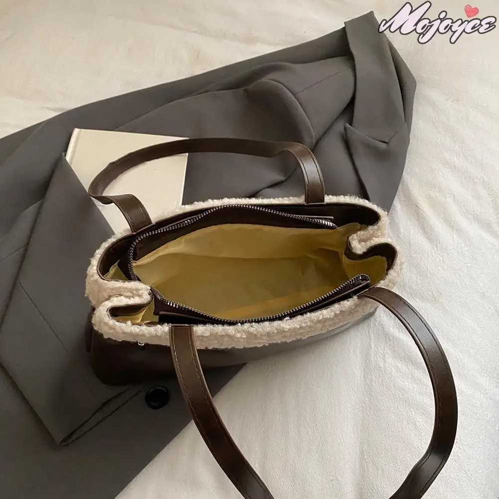 Women PU Lambswool StiTChing Shoulder Bag with Belt Vintage Small SaTChel Tote Bag Daily Underarm Pouch Travel Handbag K251121