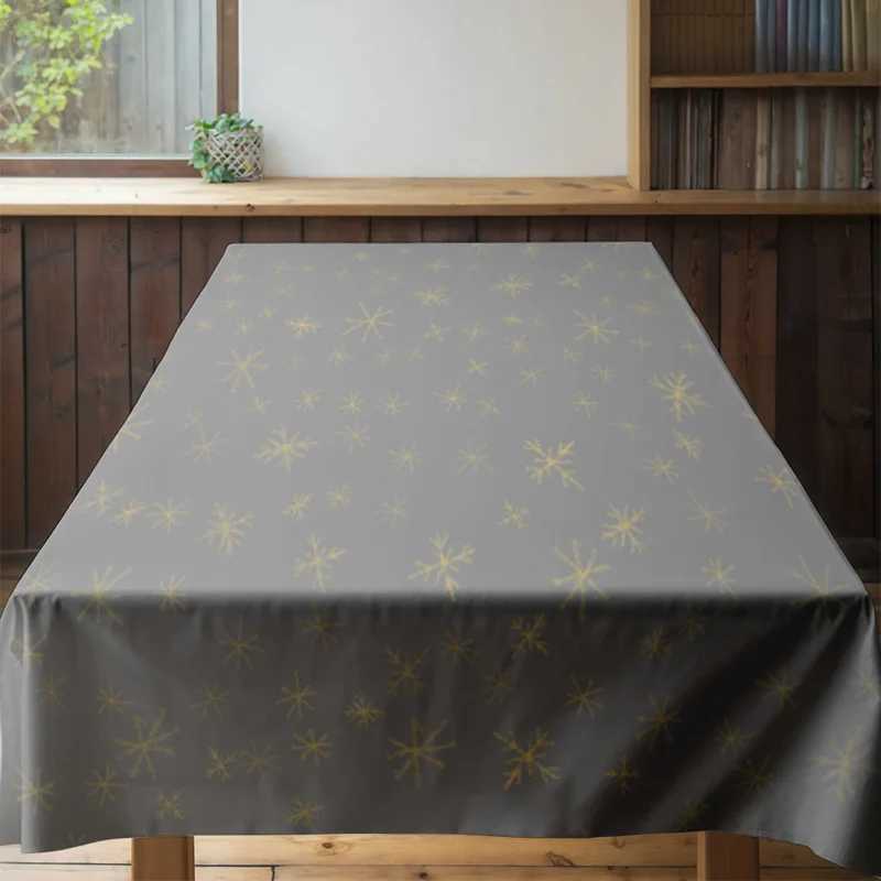 Modern Nordic Style Snowflake Printed Tablecloth for Dining Room Decoration Gray 150x240cm Large Size C251122