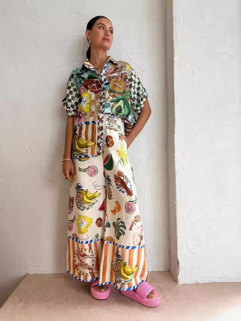 Spring and Summer 2023 New Ice Pamas Women's Long-sleeved Silk Lapel Home Suit Fashionable Ins Style
