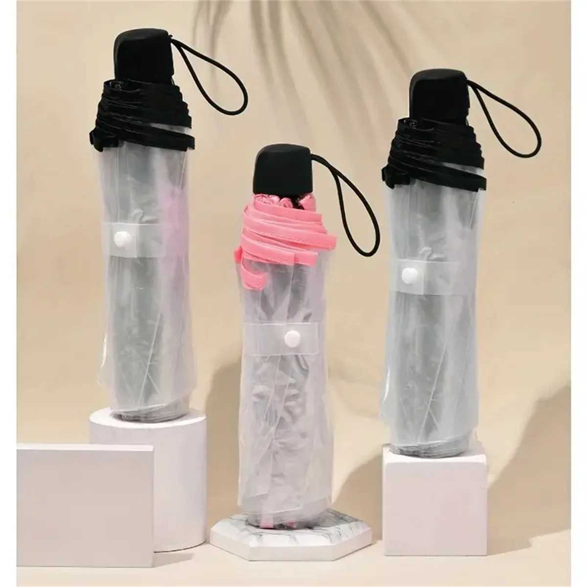 New Net Red Thickened Fashion Transparent Men and Women Universal Manual Portable Folding Umbrella Home Essential UmbrellaM251122