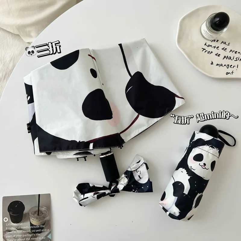Cute Panda Umbrella Childrens Umbrella Automatic Mini Folding Vinyl Umbrella UV Protection Tiny LightweightM251122