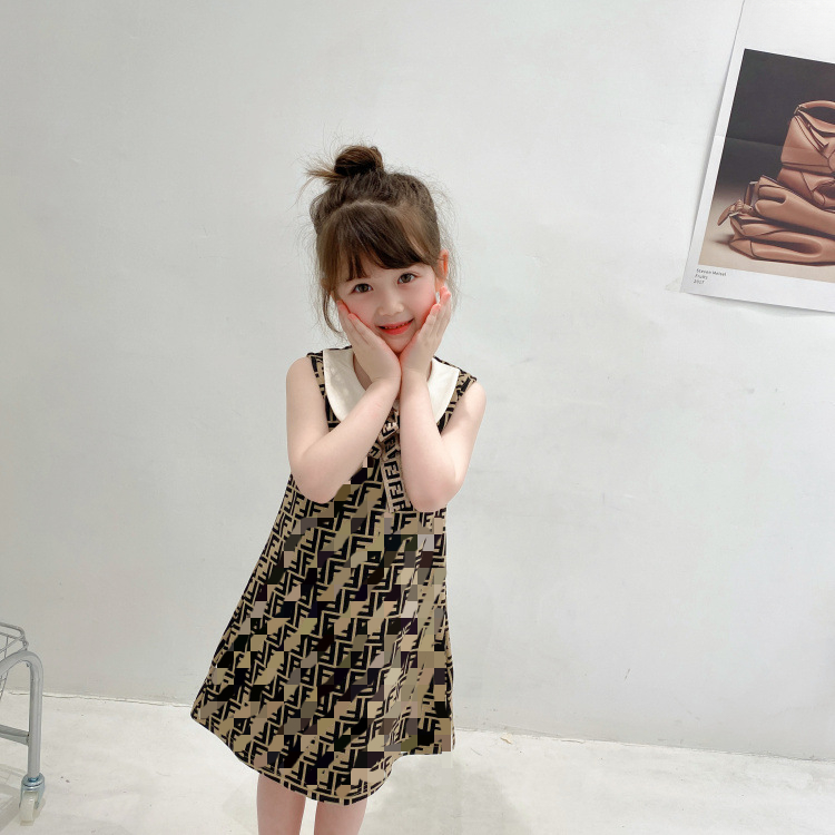 Baby Girl Designers Letter Print Kids Casual Clothes Summer Princess Dress Party Pageant Dresses For 1-10 Years