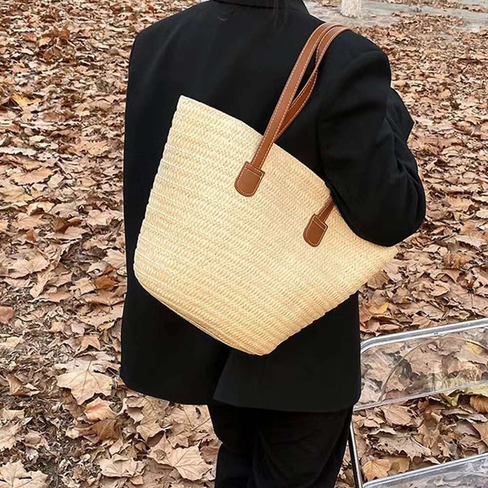 Overlarge Rattan Tote Designer Straw Handbags And Purses Bohemian Travel Beach Bags For Women Shoulder Big Shopper Bag Chic Bag