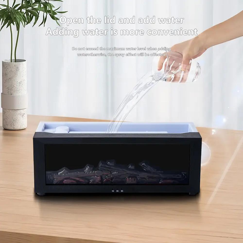 7-Color Fireplace Diffuser 300ml Essential Oil Humidifier with Timer Remote for Home Office