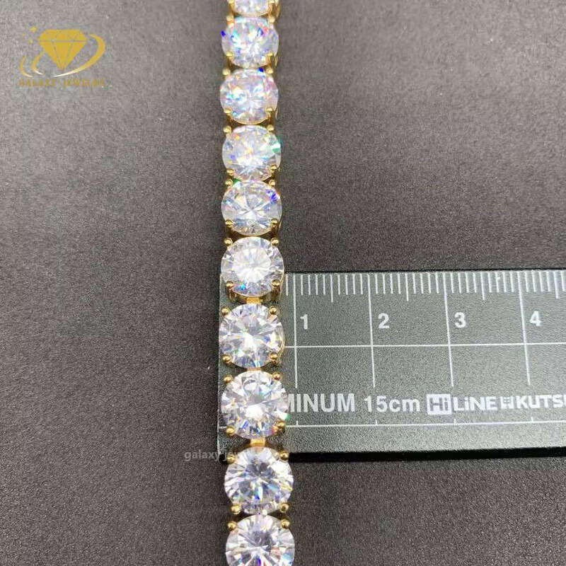 8mm Vvs Lab Moissanite Designer Big Iced Out 10k 14k Gold Plated Tennis Chain Set Bracelet Necklace for Men