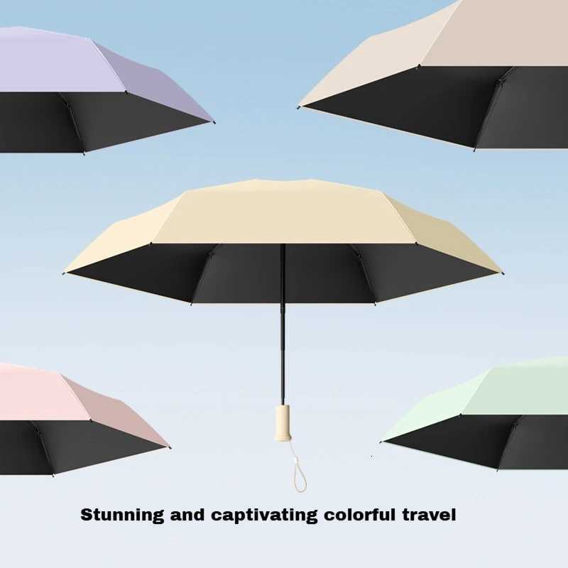 Ultra light mini telescopic handle dual-use sun protection and UV protection folding black rubber sun umbrellaM251122