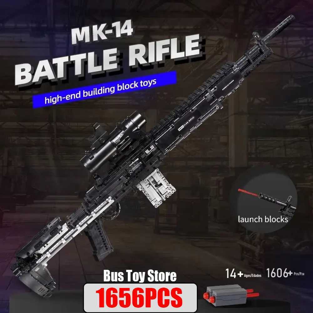 MOULD KING 14026 Ww2 Military Gun MK14 Battle Rifle Simulation Gun Model Building Blocks Weapon Bricks Toys Set for Kids Gifts G251122