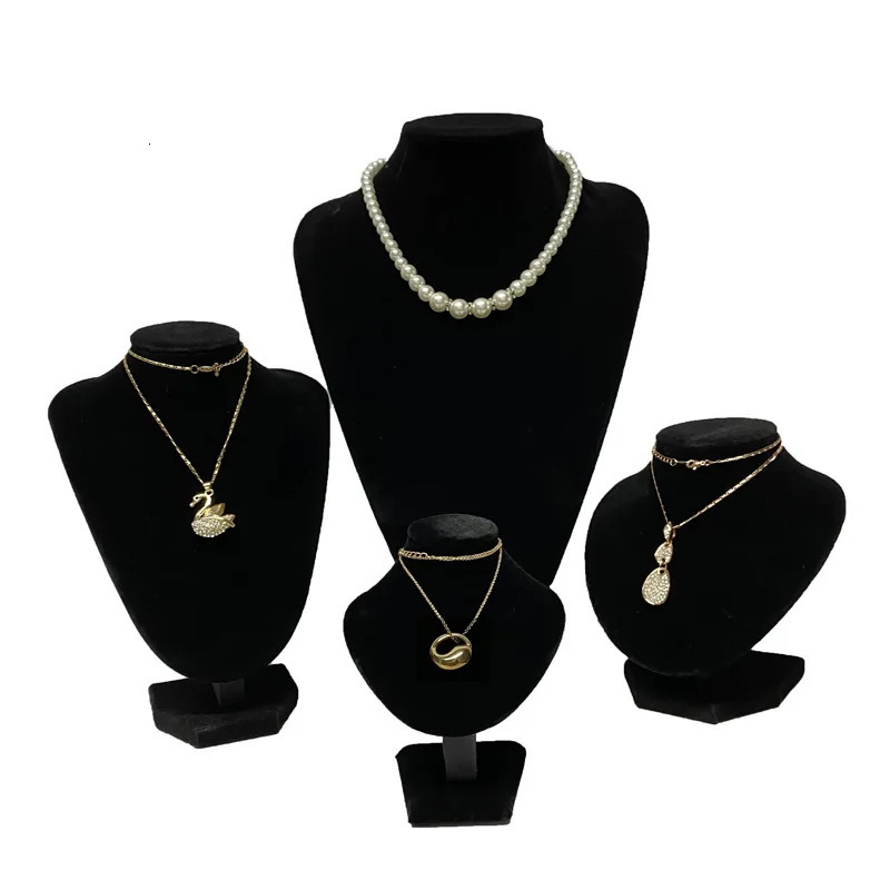 Black Velvet Jewelry Display Stand for Necklaces Pendants Earrings Ring Holder Mannequin Bust 251118