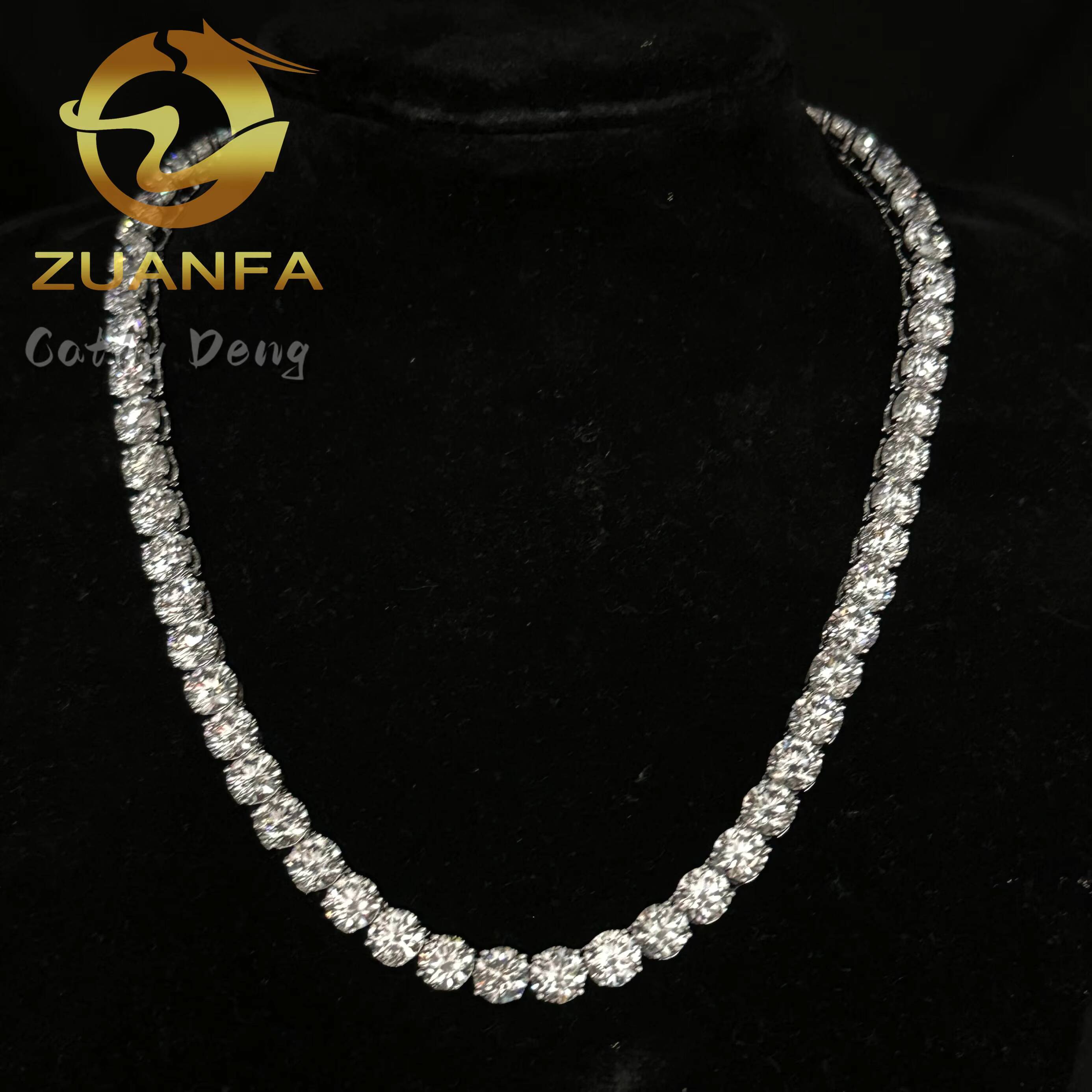 Deluxe 7mm IGI Lab Grown Diamond 925 Silver Tennis Necklace Fashion Hip Hop Jewelry CVD Diamond Tennis Chain