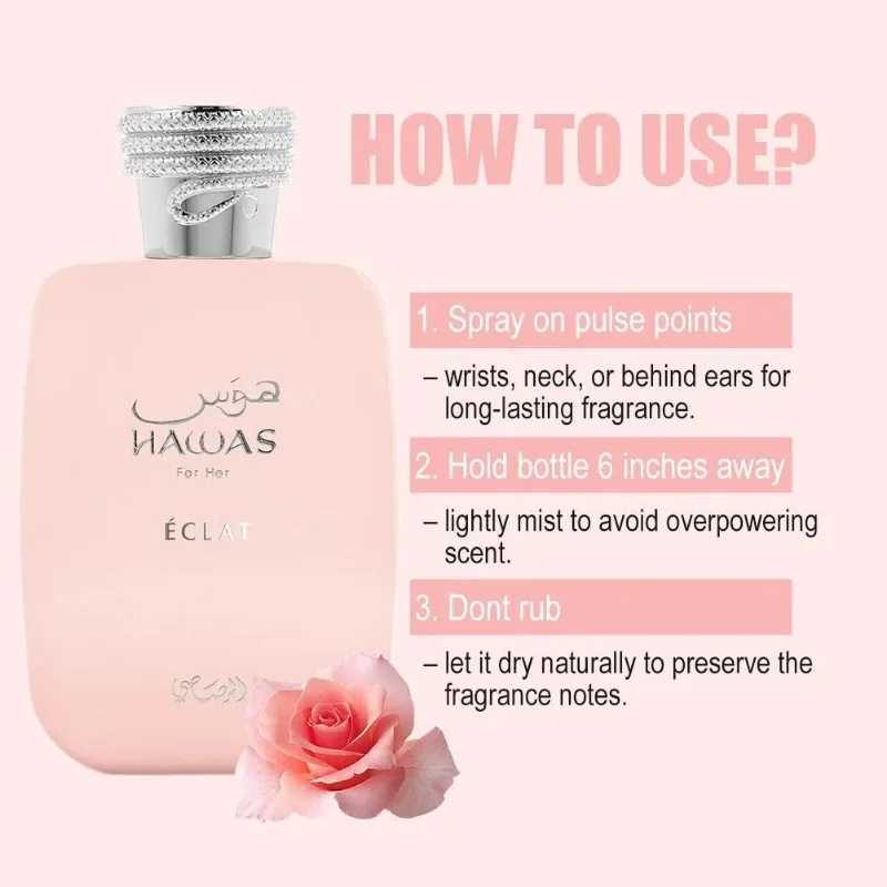 100ml Arab Perfumes RASASI Eclat Eau de Parfum Pour Femme Spray Lasting Oriental Floral Perfume Womens Cologne Makeup J251122