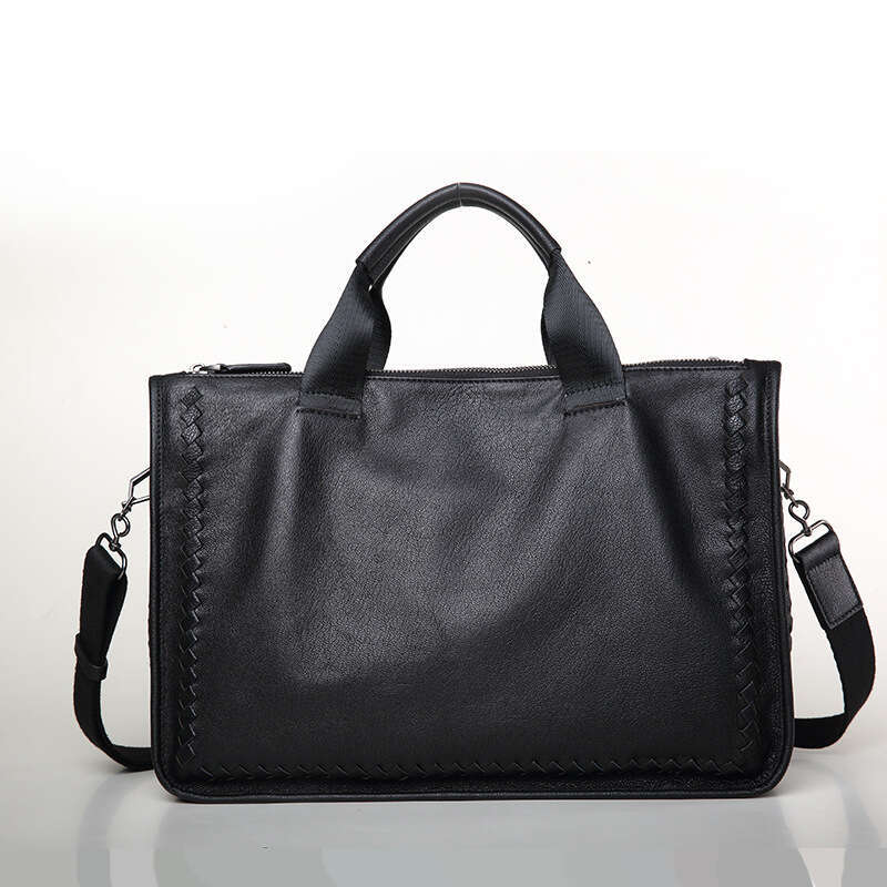 Luxury Bag Designer Genuine Business Single Shoulder Handheld Laptop Sheepskin Briefcase Woven Crossbody Men S Leather Bag