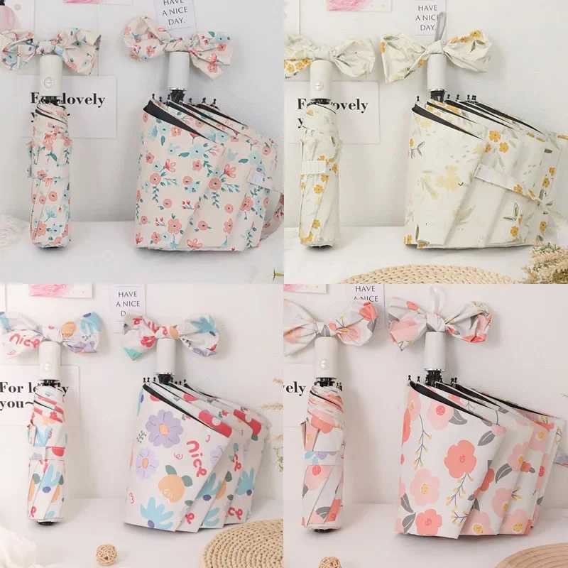 Automatic Umbrella Beautiful Flower Oil Painting Pattern Travel Portable Folding Umbrella Sunshade Rain Windproof UmbrellaM251122