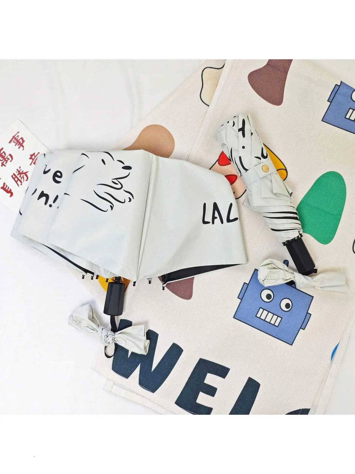 1 simple and stylish umbrella with cartoon pattern and dog pattern Three fold umbrella for sun protection and UV protectionM251122