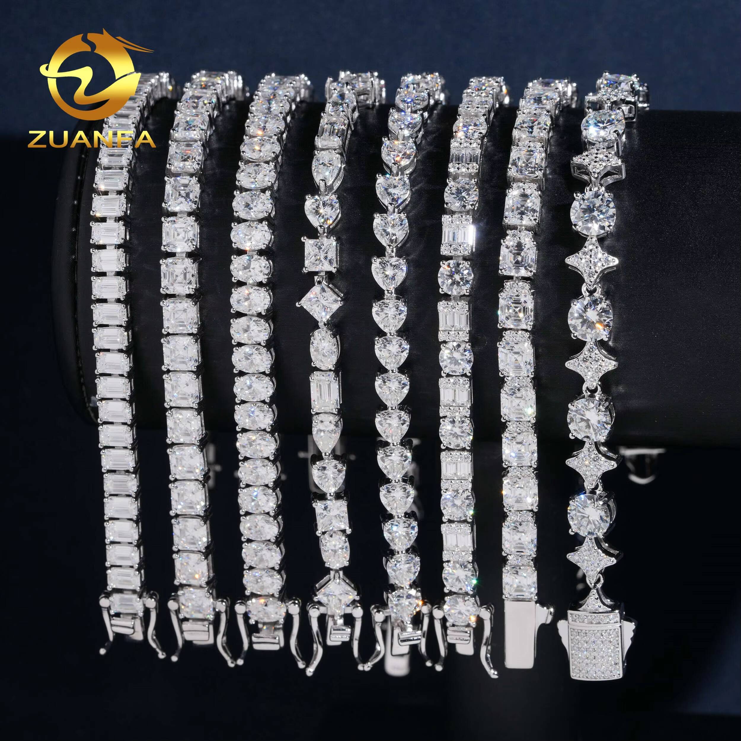 Pass Diamond Tester 925 Sterling Silver Luxury Fashion Fancy Shape Moissanite Tennis Bracelet