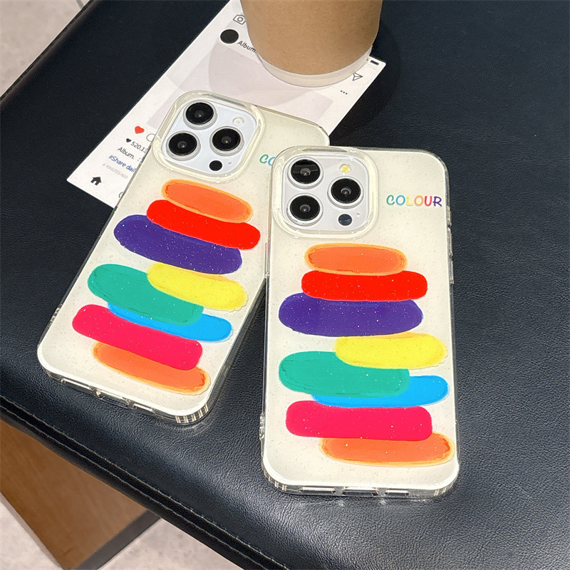 Colorful Graffiti Stacked Color Blocks Phone Case Compatible with iPhone 17 Pro Max New Creative Protective Case iPhone 16/15 Pro
