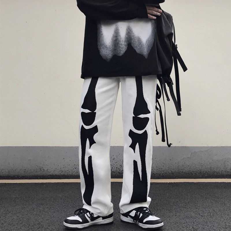 Mens Casual Strt Style Trendy Cross Print Fashionable Slightly Flared Black and White Color-Block Design Sweatpants Men Pants X2511151