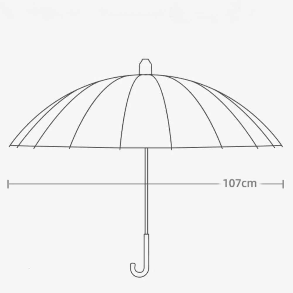 16 Bone Small Umbrella Long Straight Handle Umbrella PVC Waterproof Umbrella Upgraded Windproof Umbrella Outdoor Large UmbrellaM251122