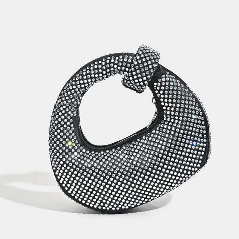 Fashion Rhinestone Halfmoon Women Handbags Luxury Diamonds Knoteed Handle Female Bag Luxury Evening Party Purses 2024 K251121