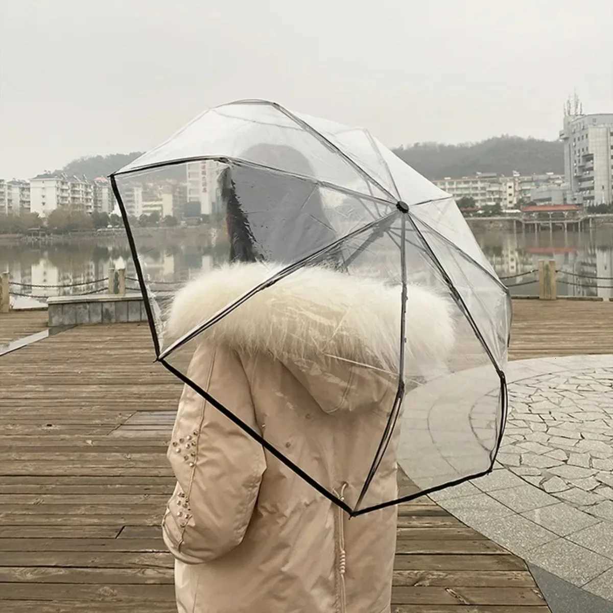Fully-automatic Portable Automatic Transparent Womens Rain UmbrellaM251122