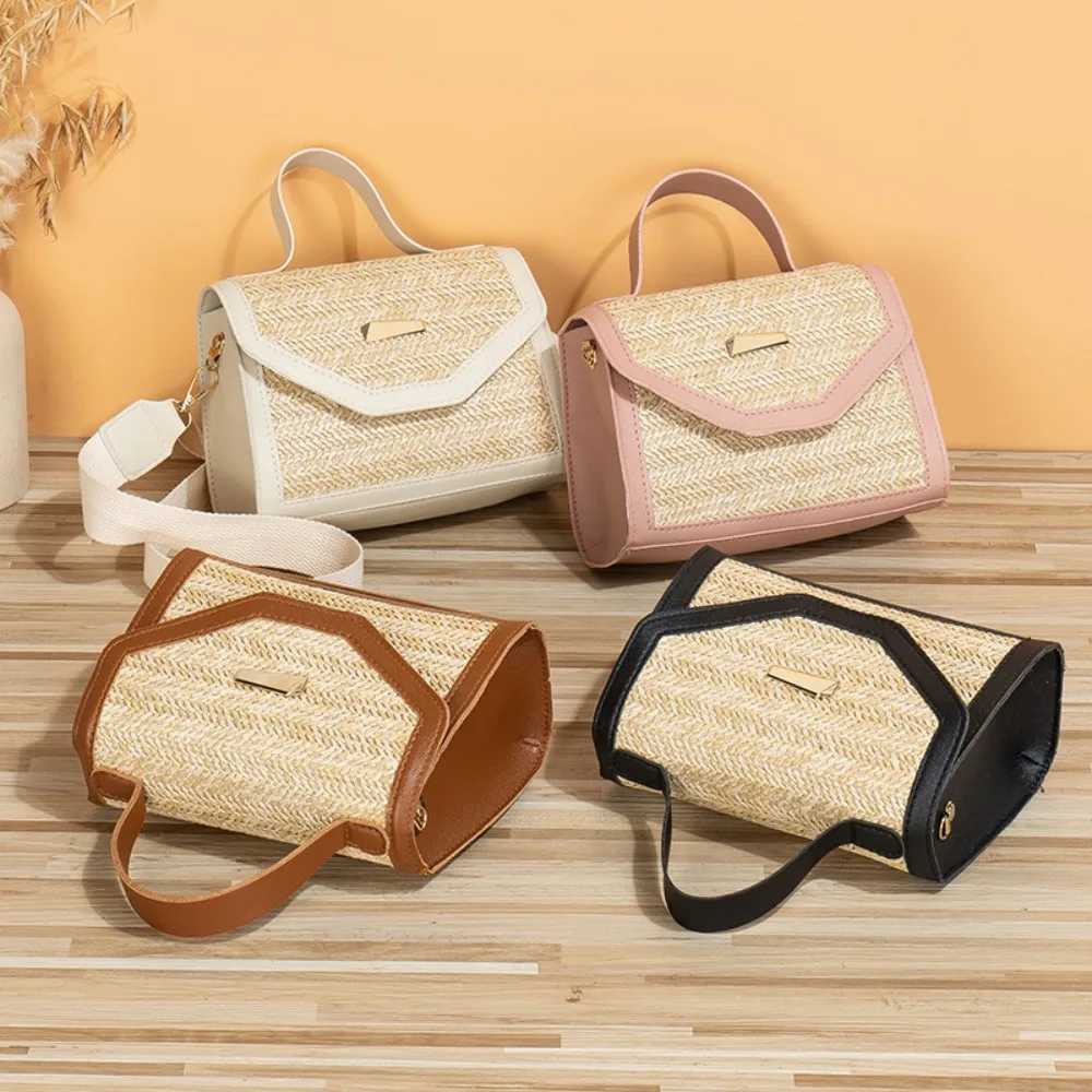 Womens woven straw bag large capacity fashionable cross body messenger bag comfortable armpit bag travel beach bag W250421