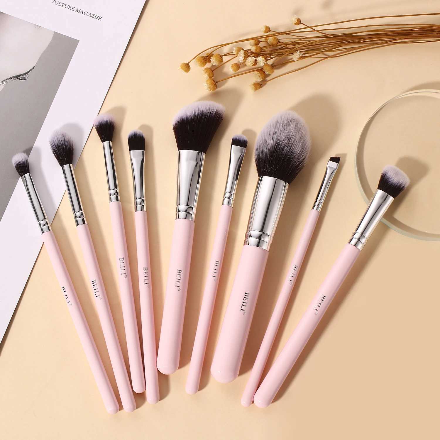 BEILI Pink Premium Makeup Brushes Set with Brush Organizer Foundation Powder Eyeshadow Eyeliner Contour Brushes Cosmetics Tool C251122