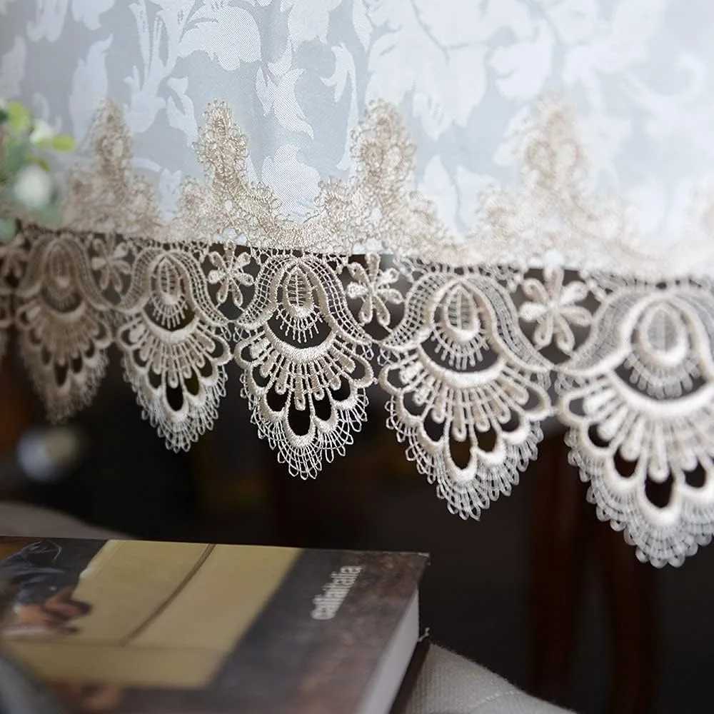 Oval Lace Tablecloth with Fall Antique Flower Design for Outdoor Farmhouse Rustic Kitchen and Birthday Parties C251122