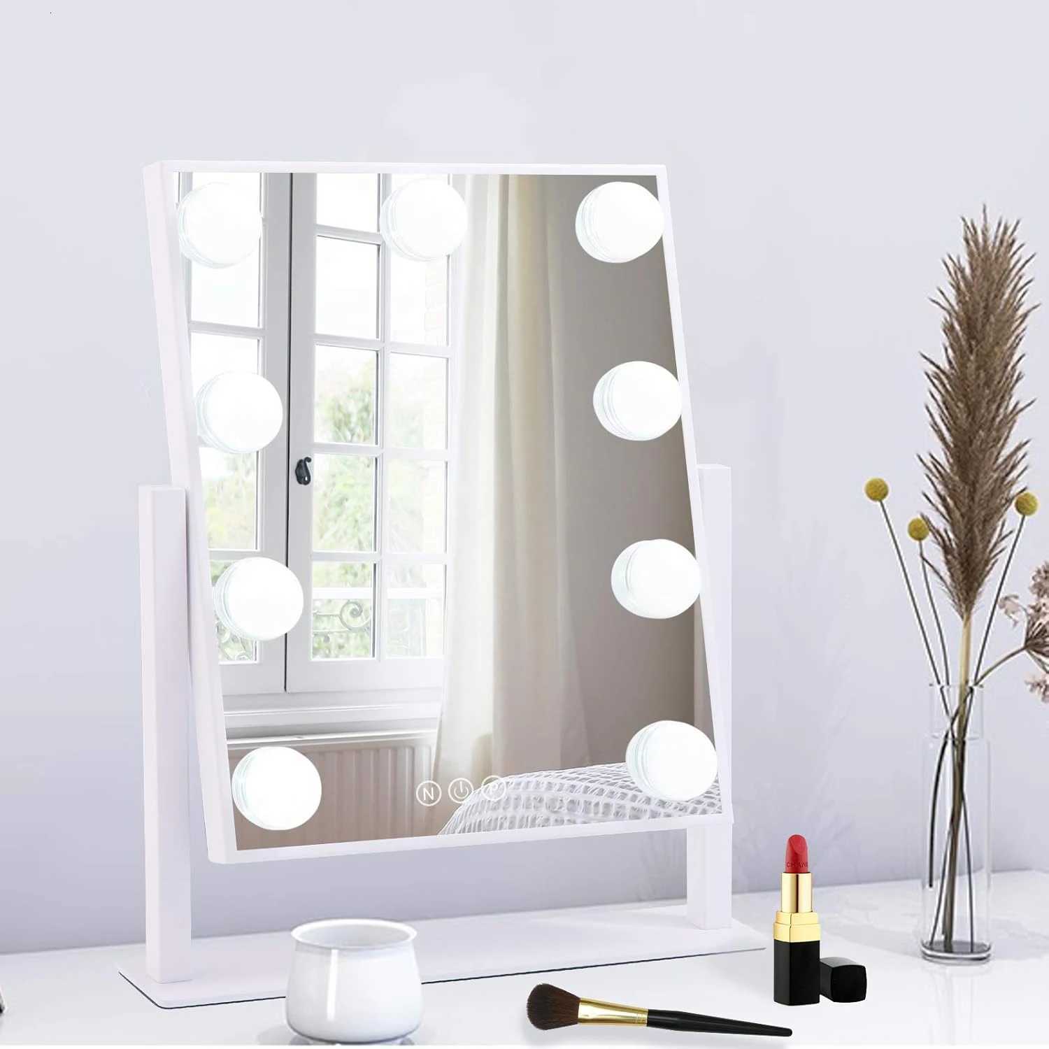 Vanity Mirror with Lights Hollywood Makeup Mirror with 9 LED Bulbs 3 Color Lighting 360Rotation for Dressing Room Bedroom M251122