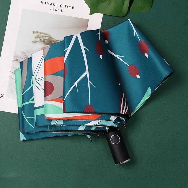 Creative Printing Automatic Opening and Closing UV Resistant Sun Umbrella for WomenM251122