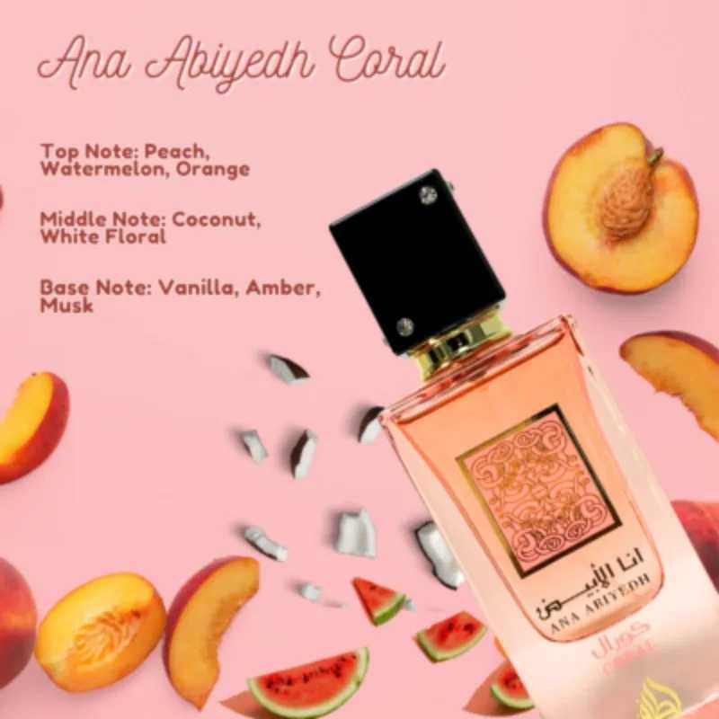 Ana Abiyedh Coral Eau de Parfum Spray Unisex 60ml Arab Perfumes Lasting Floral Fruity Pheromone Perfume Cologne J251122