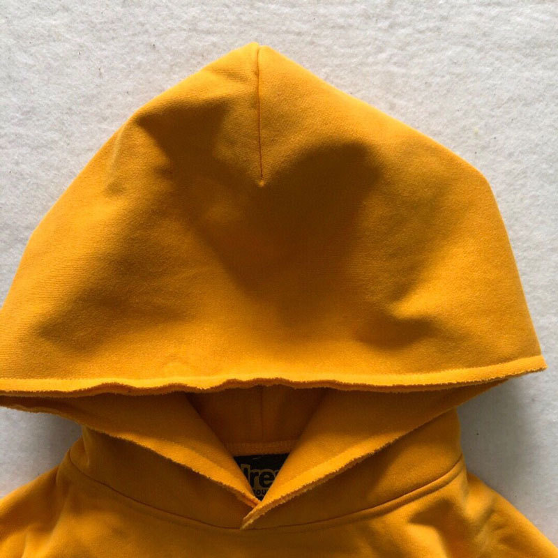 Drew House DREW Justin Bieber Smiling Face Hoodie with Yellow Fleece Lining Loose Hooded Sweatshirt for Men and Women