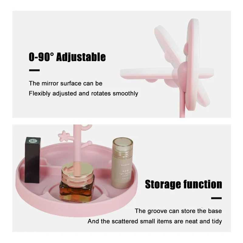 Led Makeup Mirror With Stand Design Charging Bench Makeup Mirror Ins Girls Makeup Mirror Small Portable Mirror M251122
