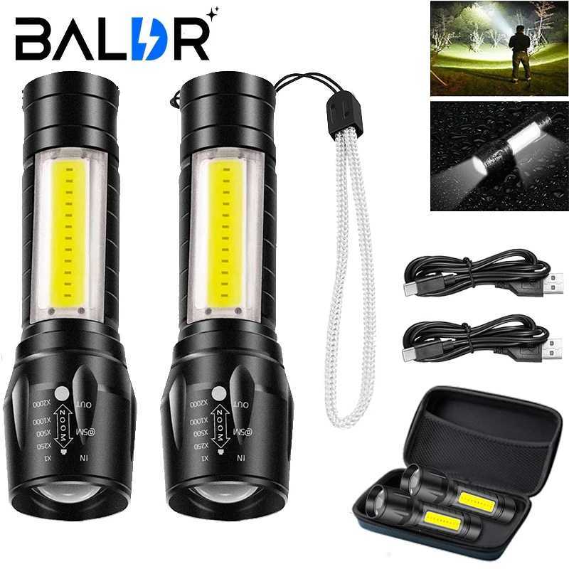 BALDR Mini Rechargeable LED Flashlight COBXPE Portable Spotlight Adjustable-focus Tactical Flashlight C251122