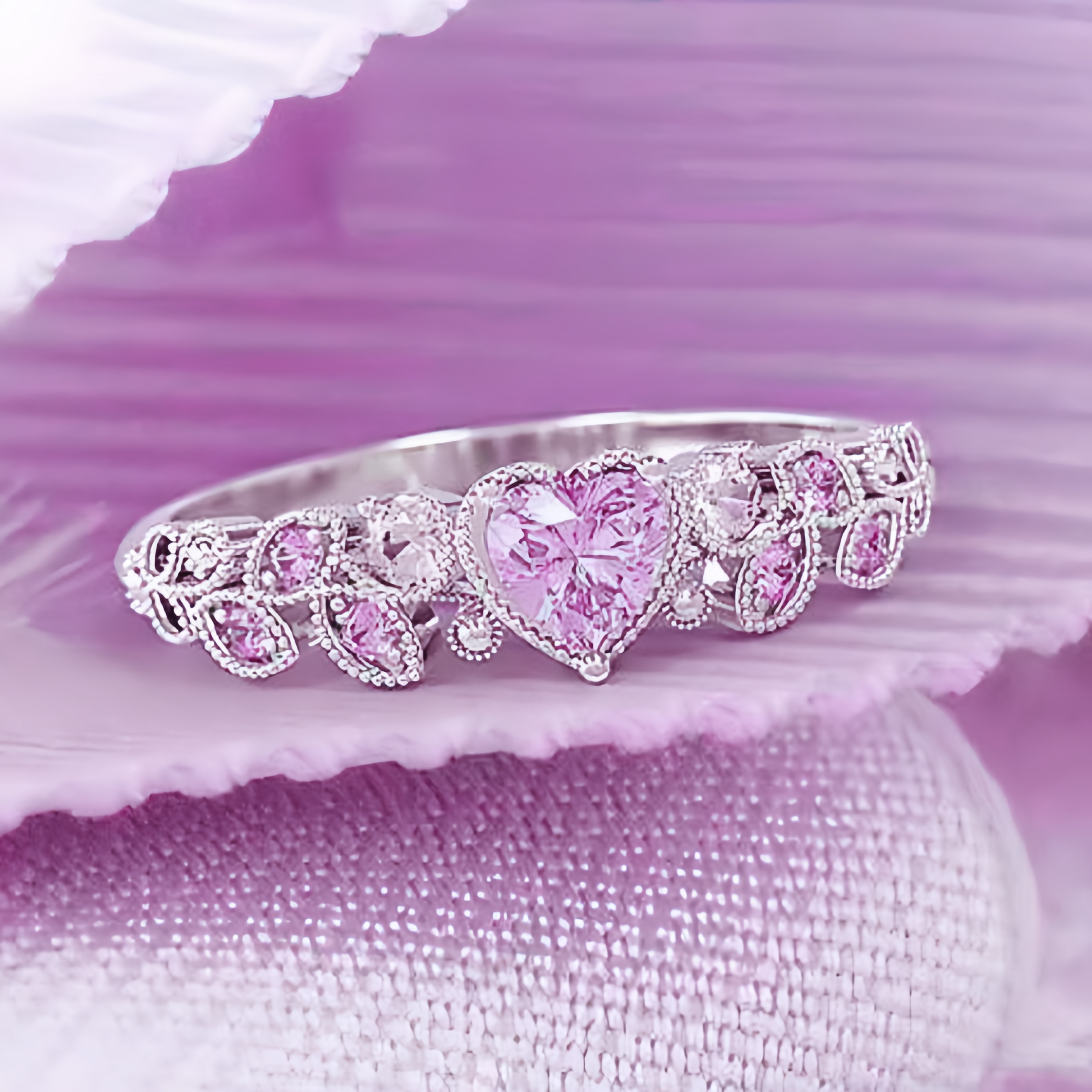 New style blue Ocean Heart ring love heart ladies peach heart ring New Ladies Ring Luxury Large Square Jewelry Artificial Zircon Simple Atmosphere Lux - view 4