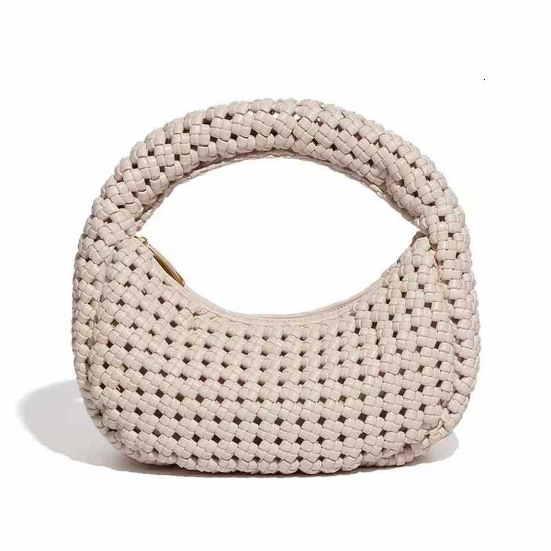 High Quality Textured Hollow Out Hobo Bag Woven Knotted Handmade Women Handbag Lady Purse Shoulder Bag Female Casual Bag K251121
