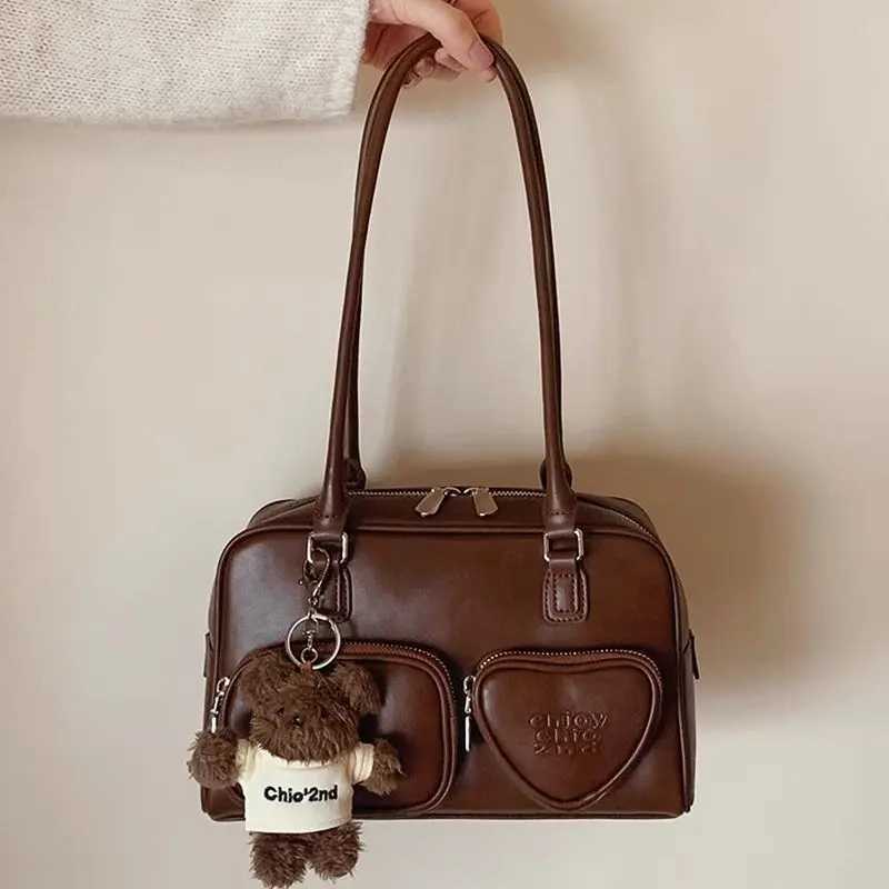JIAERDI Vintage Coffee Shoulder Bags Handbag Hot Girls Leather Pocket Y2k Underarm Bag Ladies Retro Boston Pillow Bag Women NewT251122
