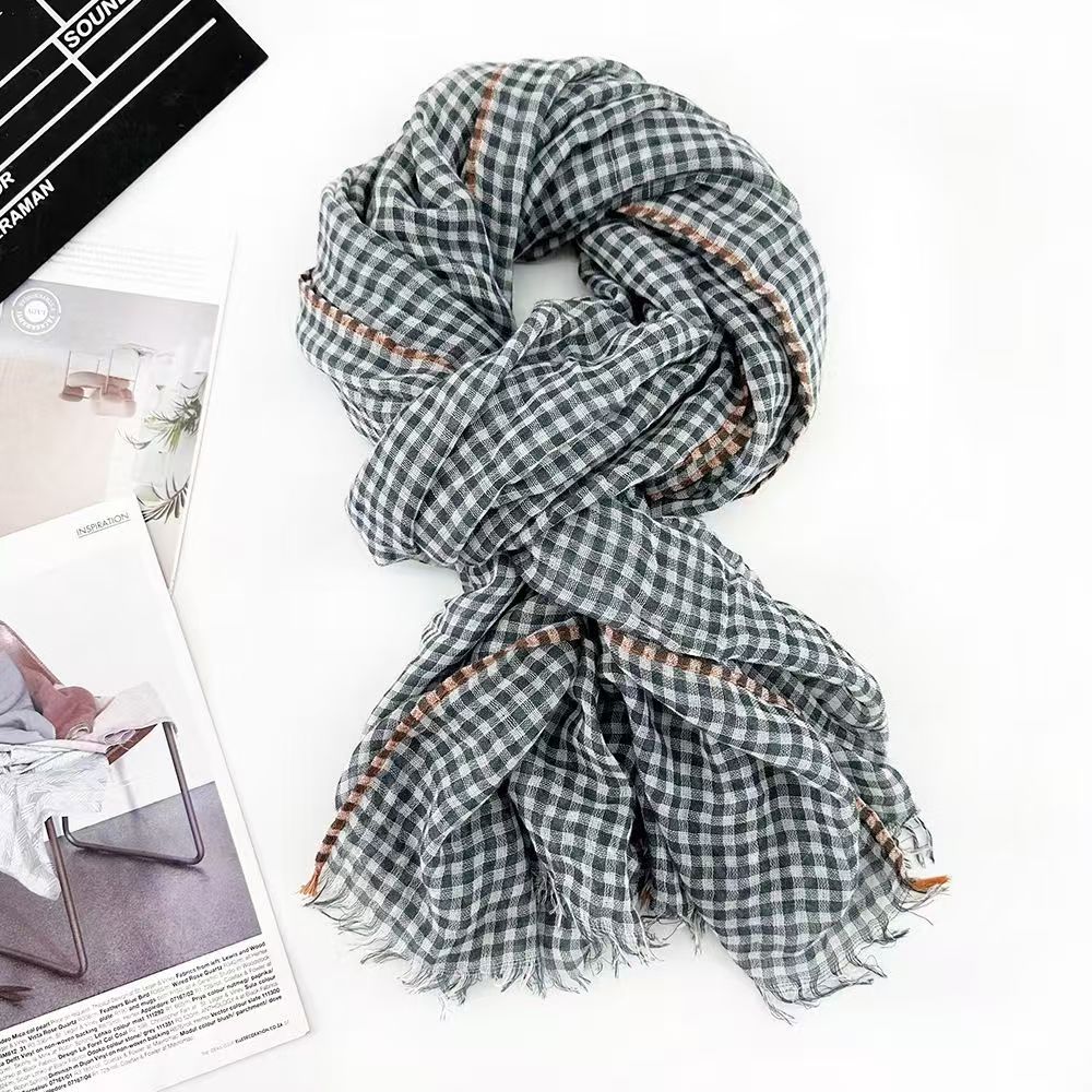 T531 Spring and Autumn Shawl Warm Wool Plaid High-end New Scarf Fresh Fabric Student Neck Pastoral Retro Style