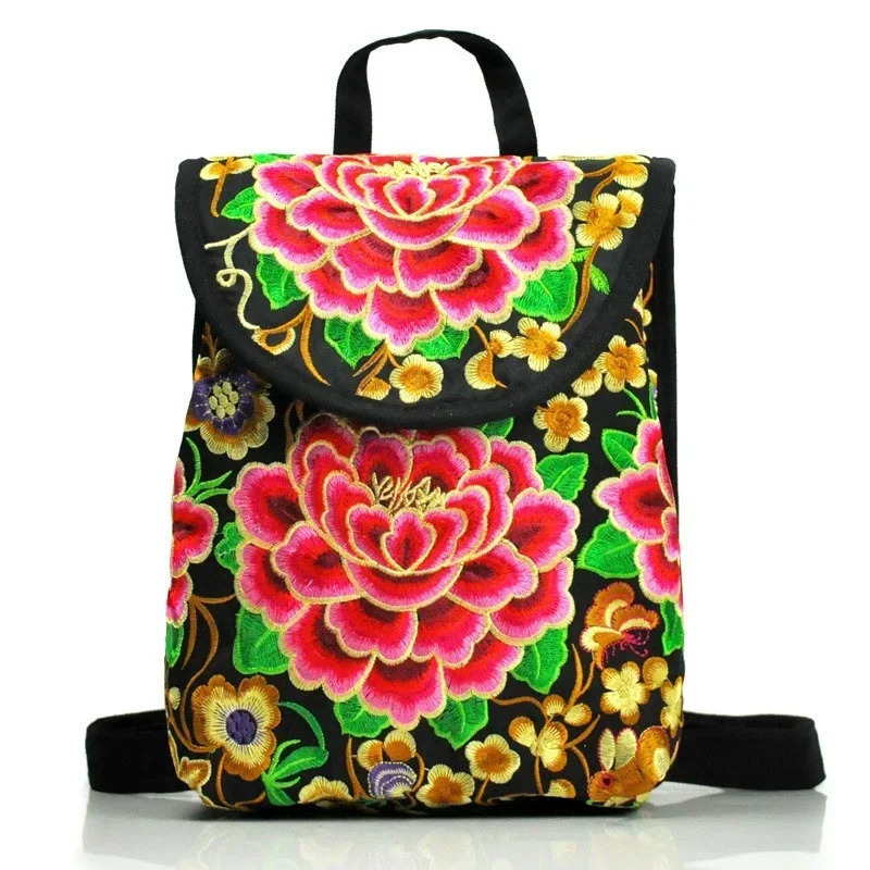 National Embroidery Women Shopping Cover BackpacksNice Floral Embroidered Lady Bohemian Backrack Topsale Canvas Backpack 251111