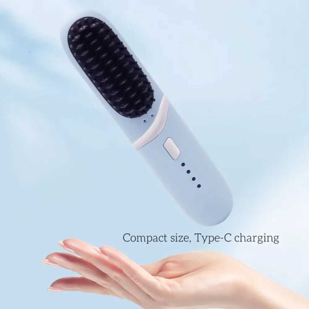 Negative Ion Heating Straightening Comb Long Lasting Straight Roll Dual-Purpose Charging Straight Hair Comb Wireless Fast HeatT251122