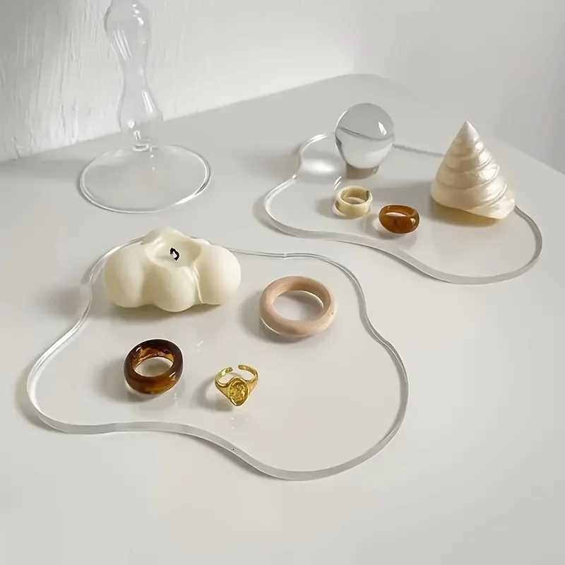 1 abstract cloud shaped acrylic coaster polished metal finish versatile jewelry display and coaster C251122