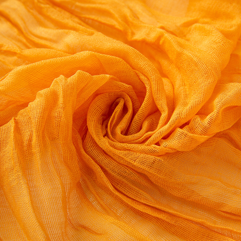 K476 Solid color autumn and winter new foreign trade twist scarf wholesale natural wrinkle pure linen scarf cotton and linen scarf female shawl