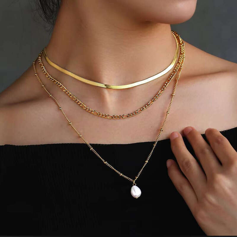 3mm Snake 14k Real Plated Flat Franco Herringbone Women's Gift Italian Gold PVD Chain Craft sterling silver Necklace