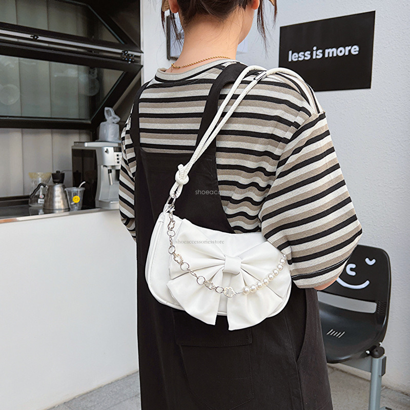 2025 New Fashion Designer Women's Luxurious Shoulder Underarm Bag Simple Casual Handbag Versatile Trendy Bow Casual Shoulder Bag