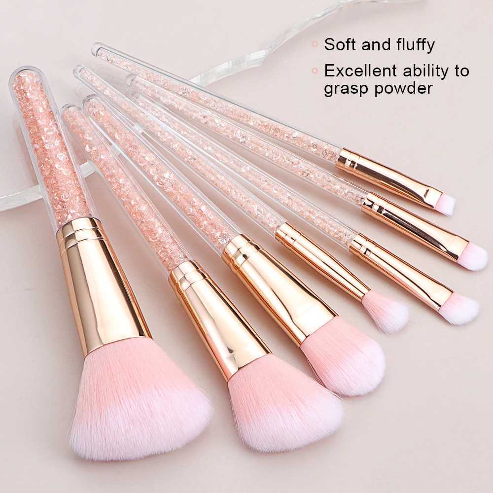 7pcs Pink Crystal Handle Professional Makeup Brushes Creative Portable Multifunctional Cosmetic Brush For Making Up Supply C251122