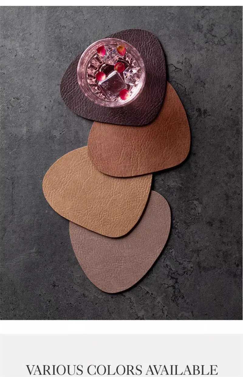 4pcs/set Leather Coaster Artificial Leather Coaster Drink Coffee Cup Mat Round Tea Pad Table Pad With C251122