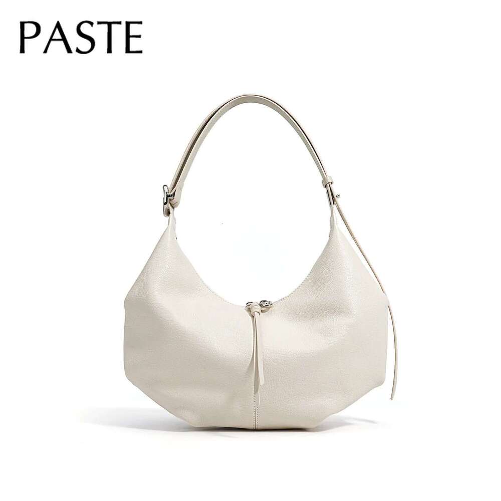 New Large Capacity Beige Grey Color Hobo Tote Elegant Natural Cow Leather Women Handbag Travel Underarm Shoulder Bag Bag