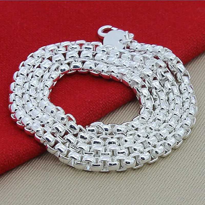 925 Sterling Silver 4mm Round Box Chain 20/22/24 Inch Necklace For Woman Men Fashion Wedding Engagement Charm JewelryXJ251122 - view 5