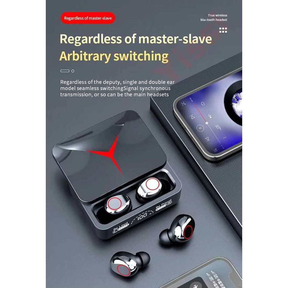 Wireless Bluetooth Earbuds With LED Display Charging Case Noise Cancelling In-Ear Headset Black