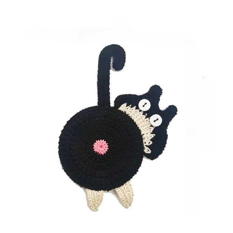 Silky Soft Knitted Cat Butt Coaster Set Funny Animal Design Absorbent Cute Coffee Mug Mat for Home Decor Gift for Cat Lovers C251122